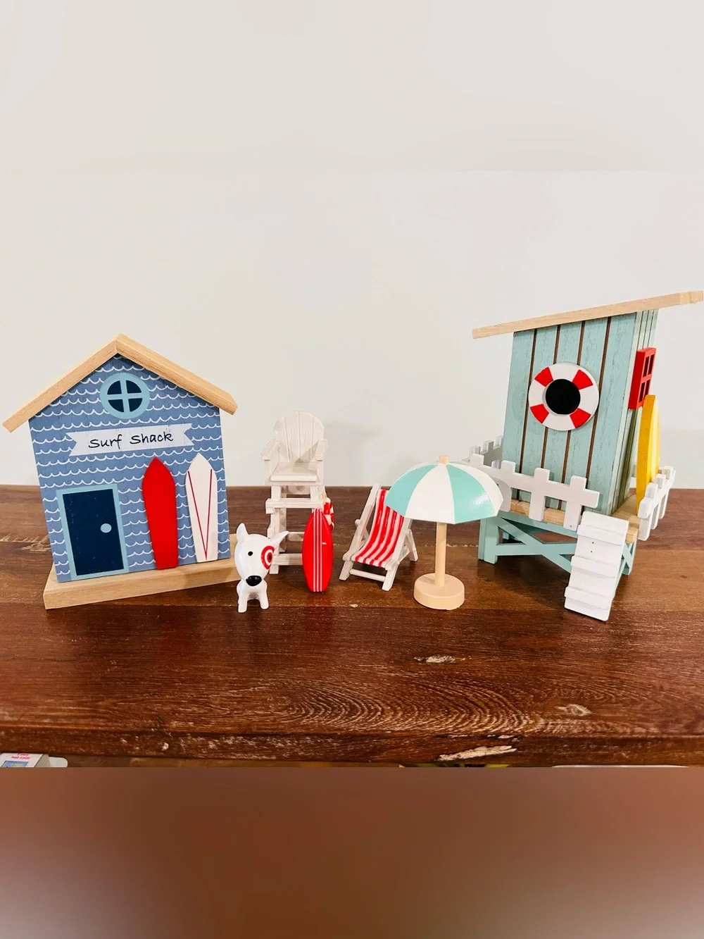 Target Bullseye Dog Surfboard Mini Summer Beach Lifeguard Chair & Surf Shack Set